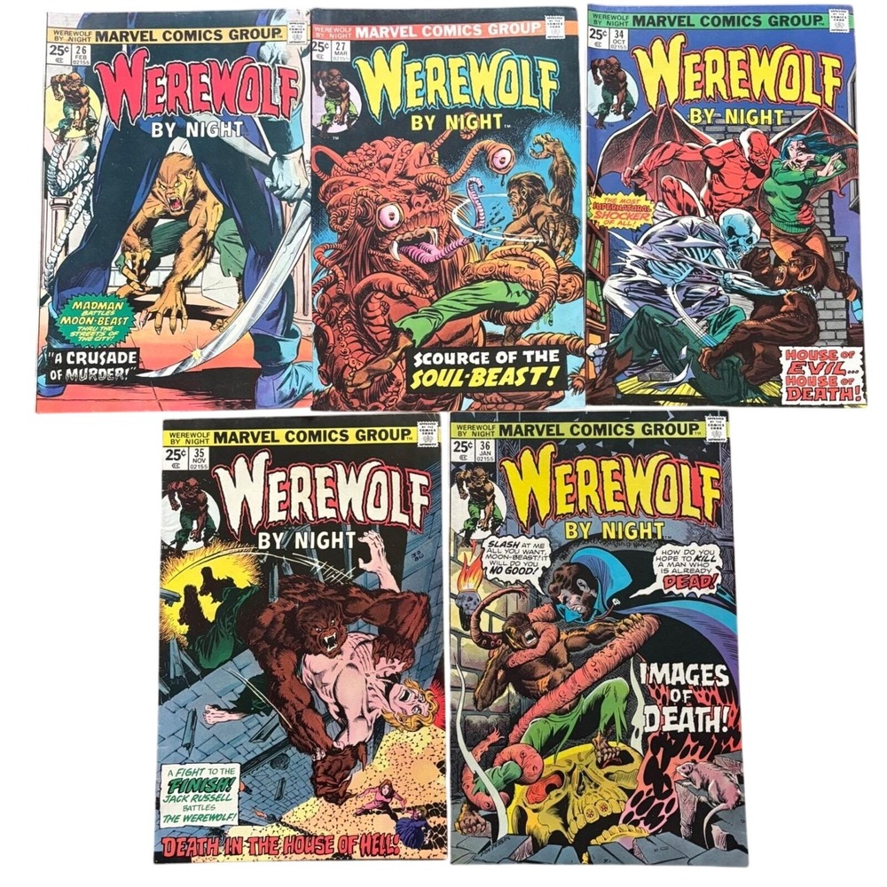 Werewolf by Night Marvel Comics Lot 26 27 34 35 36 Bronze Age Horror 1975 1976